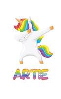 Artie: Artie 6x9 Journal Notebook Dabbing Unicorn Rainbow