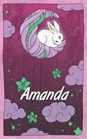 Amanda: personalized notebook sleeping bunny on the moon with stars softcover 120 pages blank useful as notebook, dream diary, scrapbook, journal or gift id