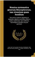 Nomina Systematica Generum Neuropterorum, Tam Viventium Quam Fossilium