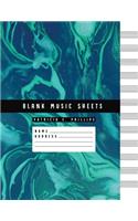 Blank Music Sheets: Turquoise Marble Manuscript Paper / Staff Paper / Musicians Notebook - 12 Stave 100 Pages