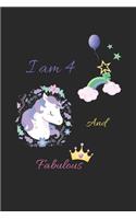 i am 4 and fabulous: unicorn wishes you a happy 4th birthday princess - beautiful & cute birthday gift for your little unicorn princess
