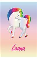Leana: Personalisiertes - individualisiertes Einhorn Notizbuch / persönliches Tagebuch / Schreibheft / Logbuch / Planer / Vokabelheft / Notizen - 6 x 9 Zol