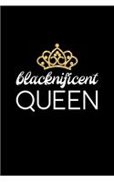 Blacknificent Queen: Journal for African American, Black, Women of Color, 6x9 Blank Lined Notebook