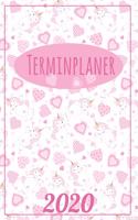 Terminplaner 2020: Jahresplaner von September 2019 bis Dezember 2020 mit Einhorn Muster Planer mit 174 Seiten in weiß im Format A5 mit glänzendem Soft Cover.
