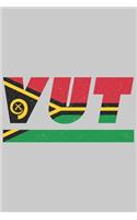 Vut: Vanuatu notebook with lined 120 pages in white. College ruled memo book with the vanuatuan flag