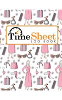 Time Sheet Log Book: Hourly Employee Timesheet Template, Timesheet Monthly Template, Time Recorder Journal, Work Logbook, Cute Beauty Shop Cover