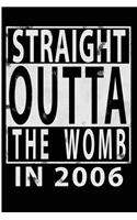 Straight Outta The Womb in 2006: Blank Lined Journal - 6x9 Birthday Journals, Birthday Notebook