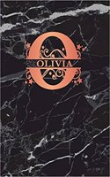 Olivia: Personalized Sketchbook 8.5 X 11. Monogram Letter O Sketch Pad/Journal/Note Book. Black Marble & Rose Gold Cover. Doodle, Notebook, Journal, Create!