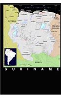Modern Day Color Map of Suriname in Africa Journal: Take Notes, Write Down Memories in this 150 Page Lined Journal