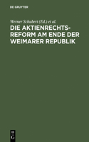 Aktienrechtsreform am Ende der Weimarer Republik