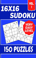 16x16 Sudoku: 150 Very Easy Level Puzzles For Beginners