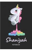 Shaniyah - Notebook: Blank Ruled Personalized & Customized Name Rainbow Farting Unicorn School Notebook Journal for Girls & Women. Funny Unicorn Desk Accessories for Kin
