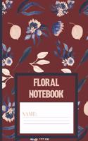 Floral Notebook: Navy Floral pattern Blank Lined notebook/Journal to write in for flower lovers 120 pages (6 x 9 Inch).