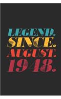 Legend Since August 1948: Graph Ruled Notebook - Journal 71st Birthday for Woman and Men