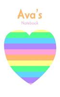 Ava's Notebook: Cute Stripy Love Heart Design Lined Notebook, 6x9, 120 Pages