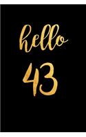 Hello 43: 43th Birthday gift - Lined Notebook / Journal Gift, 120 Pages, 6x9, Soft Cover, Matte Finish