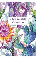 2020 Weekly Calendar: Watercolor Pastel Cacti