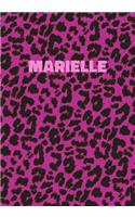 Marielle: Personalized Pink Leopard Print Notebook (Animal Skin Pattern). College Ruled (Lined) Journal for Notes, Diary, Journaling. Wild Cat Theme Design wi