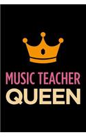 Music Teacher Queen: Blank Lined Office Humor Themed Journal and Notebook to Write In: With a Versatile Wide Rule Interior: Pink and Orange Cover