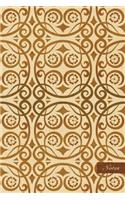 Notes: 6"x9" Unruled Blank Notebook - Round Spiral Vortex Cross Frame Line - Retro Brown Worn Out Vintage Seamless Pattern Cover. Matte Softcover And Cream