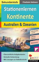 Stationenlernen Kontinente / Australien & Ozeanien: Ubersichtliche Aufgabenkarten in drei Niveaustufen