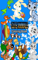 Cute Animals Coloring Book: a Coloring Book for kids with Fun, Easy, and Relaxing Coloring Pages for Animal Lovers, Adorable animals, one sided page