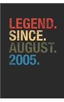 Legend Since August 2005: Graph Ruled Notebook / Journal (6 X 9 - 5 X 5 Graph Ruled) - August Birthday Gift and August Anniversary Gift