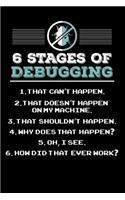 6 Stages of Debugging: 120 Pages I 6x9 I Music Sheet I Funny Software Engineering, Coder & Hacker Gifts