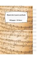 Blank sheet music notebook 110 pages - 12 Staff