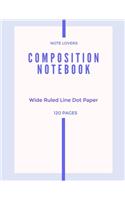 Composition Notebook - Wide Ruled Line Dot Paper: Clean Purple Design - 120 Pages