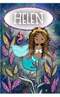 Mermaid Dreams Helen: Wide Ruled Composition Book Diary Lined Journal