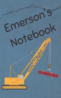 Emerson's Notebook: Construction Equipment Crane Cover 6x9 100 Pages Personalized Journal Drawing Notebook