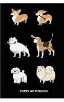 Puppy Notebooks: Notebook with Puppies for Girls Kids Adults, for Drawing Coloring and Writing, Cute Puppy Composition Notebook, Journal, Sketchbook (Colorful Cover,