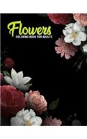 Flowers: Coloring Book for Adults: Adult Coloring Book with Fun, Easy, and Relaxing Coloring Pages - Featuring 45 Beautiful Floral Designs for Stress Relief,