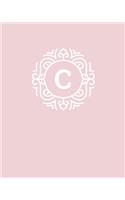 C: 110 Dot-Grid Pages - Monogram Journal and Notebook with a Pink Background and Simple Vintage Elegant Design - Personalized Initial Letter Journal - 