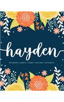 Hayden: Notebook - Libreta - Cahier - Taccuino - Notizbuch: 110 pages paginas seiten pagine: Modern Florals First Name Notebook in Orange, Mint & Yellow on 