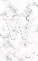 W 2020-2021: Weekly Monthly Planner - Personalized Marble Monogram - 6x9 in - 2020 Calendar Organizer with Bonus Dotted Grid Pages + Inspirational Quotes + To-Do(23 Personalized Planners)
