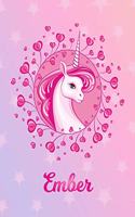 Ember: Unicorn Large Blank Primary Sketchbook Paper - Pink Purple Magical Horse Personalized Letter E Initial Custom First Name Cover - Drawing Sketch Book