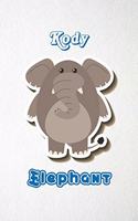 Kody Elephant A5 Lined Notebook 110 Pages: Funny Blank Journal For Zoo Wide Animal Nature Lover Relative Family Baby First Last Name. Unique Student Teacher Scrapbook/ Composition Great For H