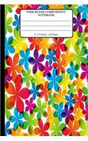 Wide Ruled Composition Notebook 6" x 9". 120 Pages.: Book Cover With Beautiful Seamless Pattern With Bright Flowers Background Pattern.