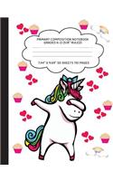 Primary Composition Notebook Grades K-2 (5/8" Ruled): Dabbing Unicorn Journal & Doodle Diary - 112 Pages of Blank & Lined Paper for Writing and Drawing
