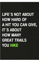 Life's Not about How Hard of a Hit You Can Give, It's about How Many Great Trails You Hike: A 6x9 Inch Matte Soft Cover Journal Notebook with 120 Lined Pages Ideal for Walkers, Hikers and Those Who Love Hiking