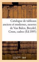 Catalogue de Tableaux Anciens Et Modernes, Oeuvres de Van Balen, Breydel, Croos, Cadres