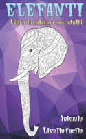 Libro da colorare per adulti - Livello facile - Animale - Elefanti