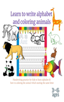 Learn to write alphabet and coloring animals 3-6 ages