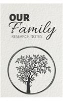 Our Family Research Notes: Genealogy Journal & Family Tree History Notebook - Charts Forms Diary To Draw Write In (110 Pages, 6 x 9 in) Gift For Family, Students, Kids, Girl, 