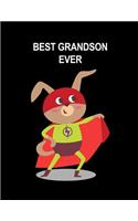 BEST Grandson Ever: Cute Animal Superhero Bunny Sketchbook for Boys Blank Pages for Doodling, Drawing, Sketching & Writing, Large Size