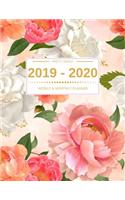 2019 - 2020 Planner Weekly And Monthly: Calendar Schedule + Organizer Lesson Planner Books for Teachers Beautiful Colorful Peony July 2019 through June 2020