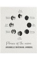 Phases of the moon Quadrille notebook Journal: Graph notebook planner for the science and nature appreciator, star gazer and astronomy lover - Phases of the moon on white watercolour effect cover