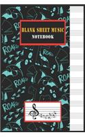 Dinosaur Blank Sheet Music Notebook, Blank Music Sheet Notebook, 6x9
